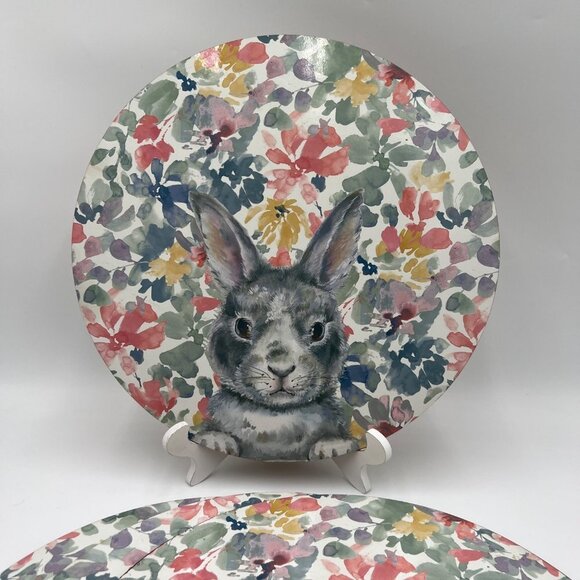 Set Of 4 Cork Placemats Floral With Bunny 14" Rabbit Spring Easter Tablesetting - Picture 3 of 6